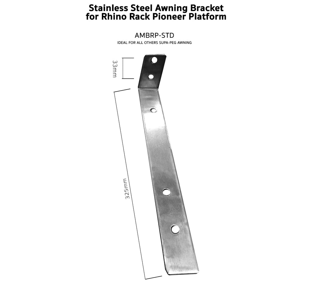 Stainless Steel Awning Bracket to suit Rhino Rack Pioneer Platform PA Supa Peg Australia