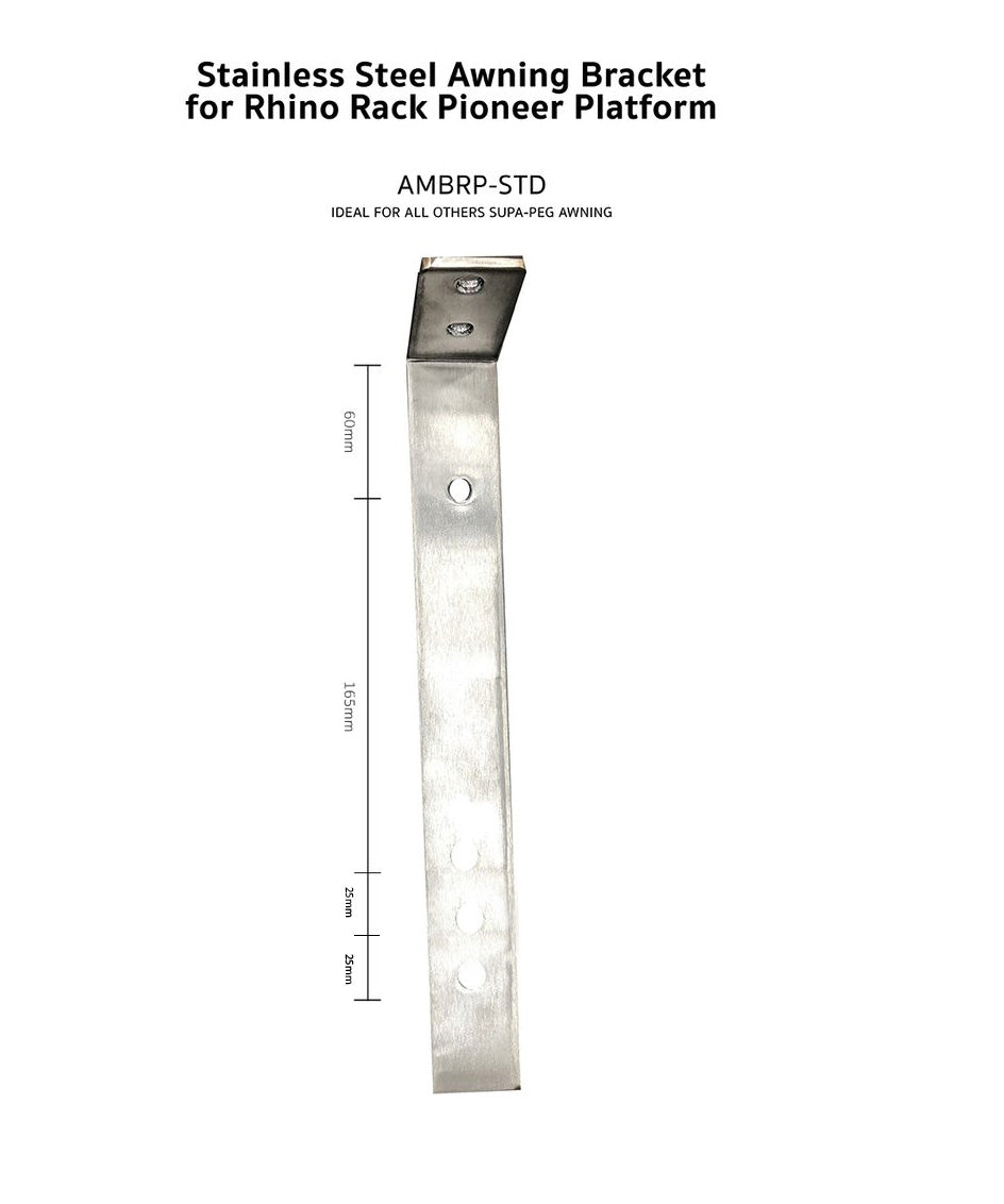 Stainless Steel Awning Bracket to suit Rhino Rack Pioneer Platform